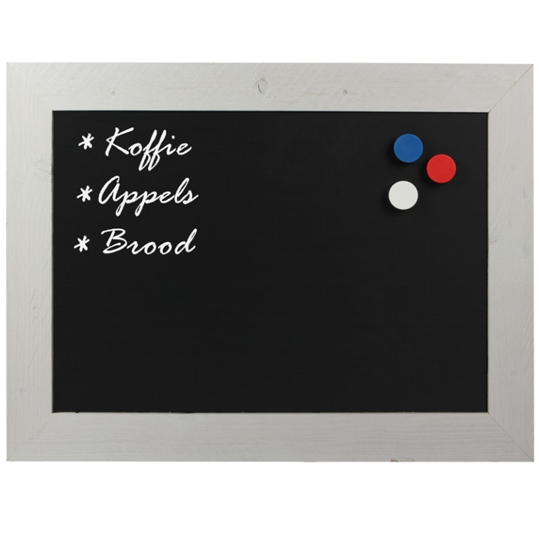 Magnetisch Krijtbord Steigerhout Wit 70x90cm	